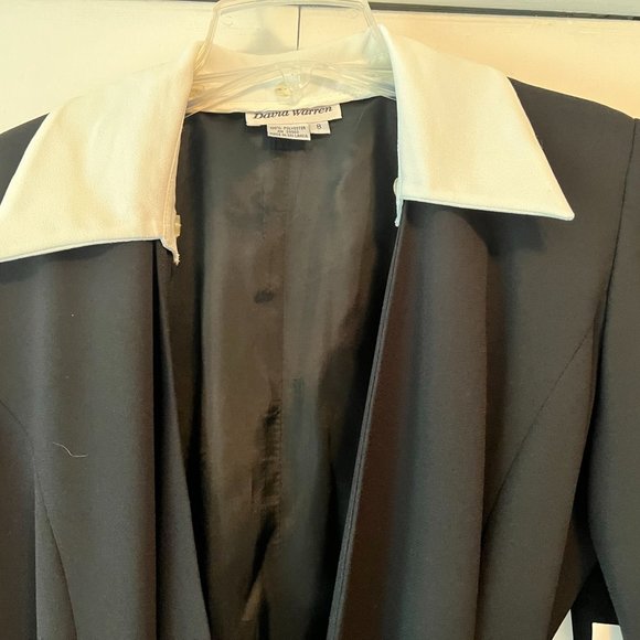 David Warren Black Wrap Dress w/Removable White Collar -  8 - Picture 6 of 8